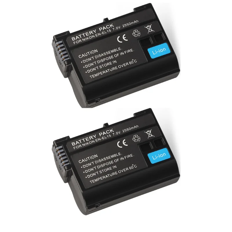 

2250mAh EN-EL15 Battery for Nikon D800E D810 D7100 D7200 D750 D610 Lithium-ion Replacement Power Pack with Overload Protection