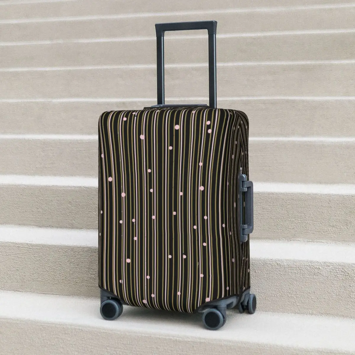 

Striped Polka Dot Suitcase Cover Black Stripes Travel Protection Holiday Useful Luggage Supplies