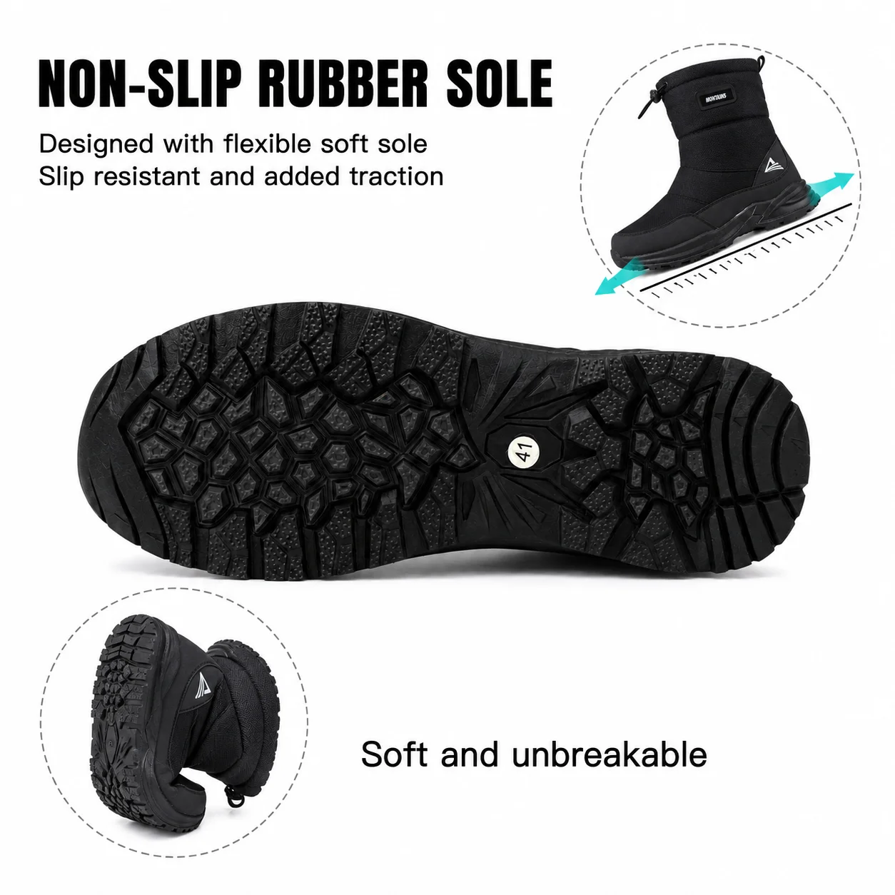 Warme Winter-Plüsch-Schneestiefel für Damen und Herren, Outdoor-Winterstiefel, winddichte Baumwollschuhe, abriebfeste und rutschfeste Stiefeletten. – Detail 9