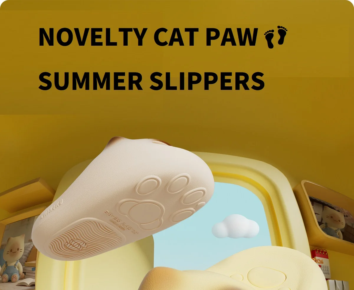 Nuevas Pantuflas de Gato para Mujer, Mules de Verano Ligeras, Sandalias de Interior Antideslizantes e Inodoras, Pantufla