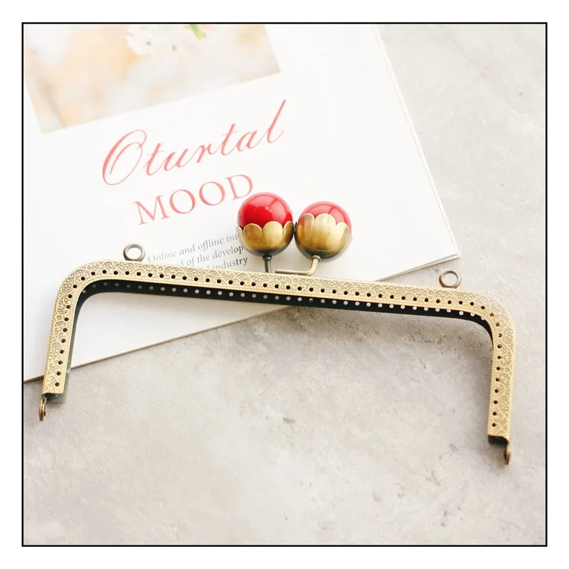 1PC 20.5CM Candy Arc metal Purse Frame with Hole Kiss Clasp Lock DIY Bag Accessories 3 colors Square Glossy