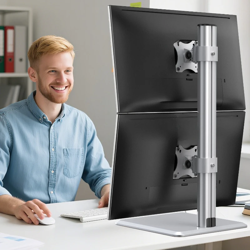 

Upper and lower dual-screen monitor bracket, simple lifting desktop base, large load-bearing