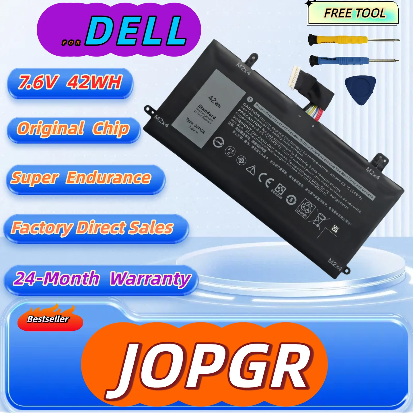 

J0PGR аккумулятор для ноутбука DELL Latitude 5285 5290 серии T17G 1WND8 JOPGR X16TW T17G001 Бесплатный инструмент + гарантия 24 м