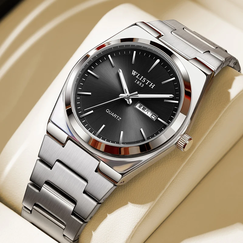 

Мужские часы, лучший бренд, роскошные мужские кварцевые часы, оригинальные мужские часы, водонепроницаемые светящиеся наручные часы из нержавеющей стали с датой и неделей