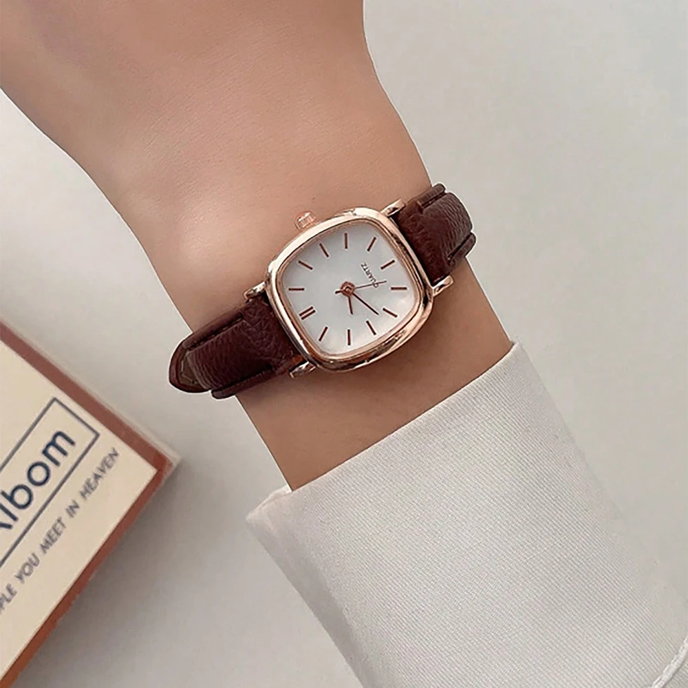 Retro Brown Women Watches Qualities Small Ladies Wristwatches Vintage Leather Bracelet Watch Fashion Brand Female Envío Gratis