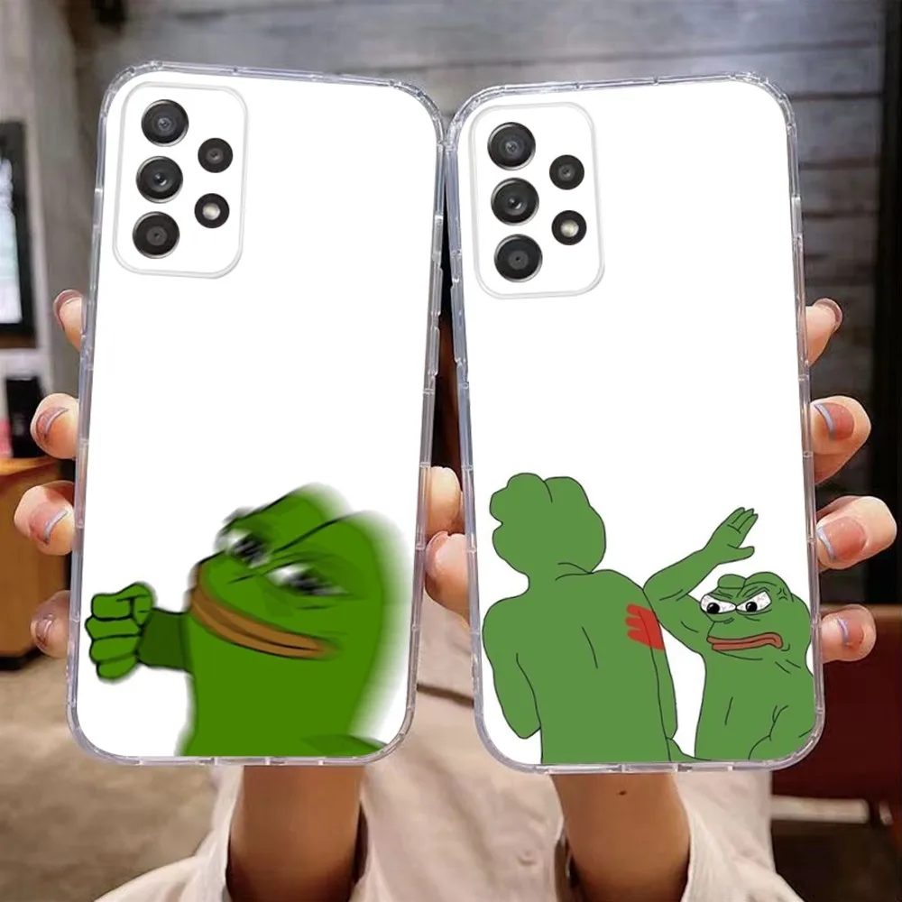 

Funny P-Pepe the Frog Phone Case For Samsung Galaxy A71,70,52,51,40,31,A50,30S,21S,Note20ultra Transparent Cover