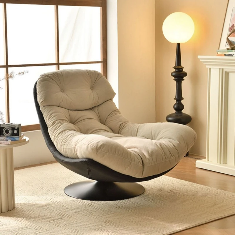 Designer single swivel chair sofa chair rotatable Italian light luxury living room balcony casual reclining lazy sofa