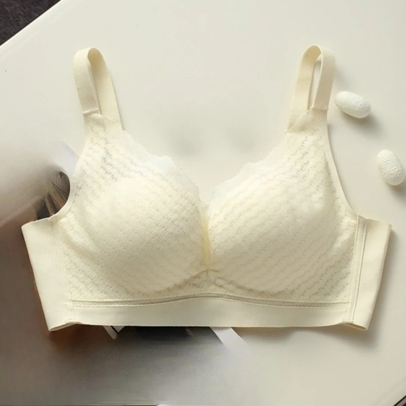 Comfort Lift Bra Women Lining Mulberry Silk Lace Surface Traceless Thin Version Breathable Everyday Bras