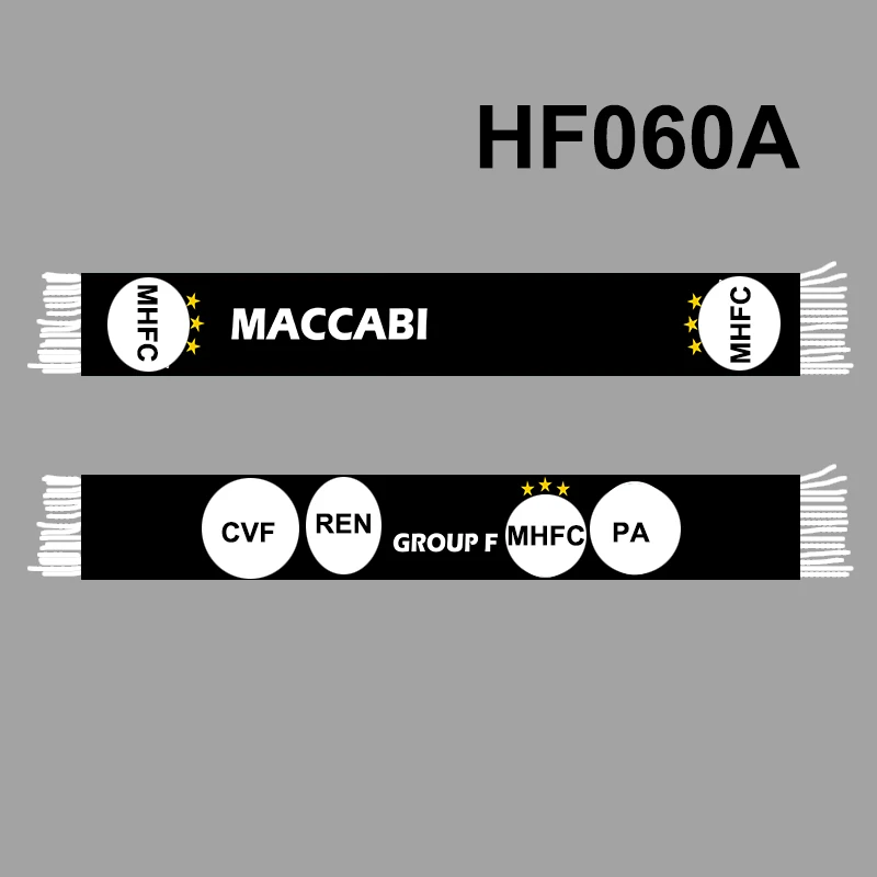 MHFC 145*18 cm Size 2023-24 Four Teams Group F Black Scarf for Fans Double-faced Knitted HF060A