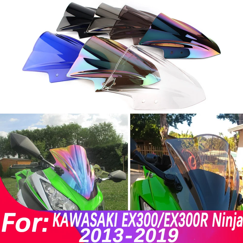 Kính Chắn Gió Cho Kawasaki Ninja 300 EX300R EX 300R 2013-2019 Đôi Bong Bóng Kính Chắn Gió Xe Máy Phụ Kiện Fairing Sâu Chống Ồn