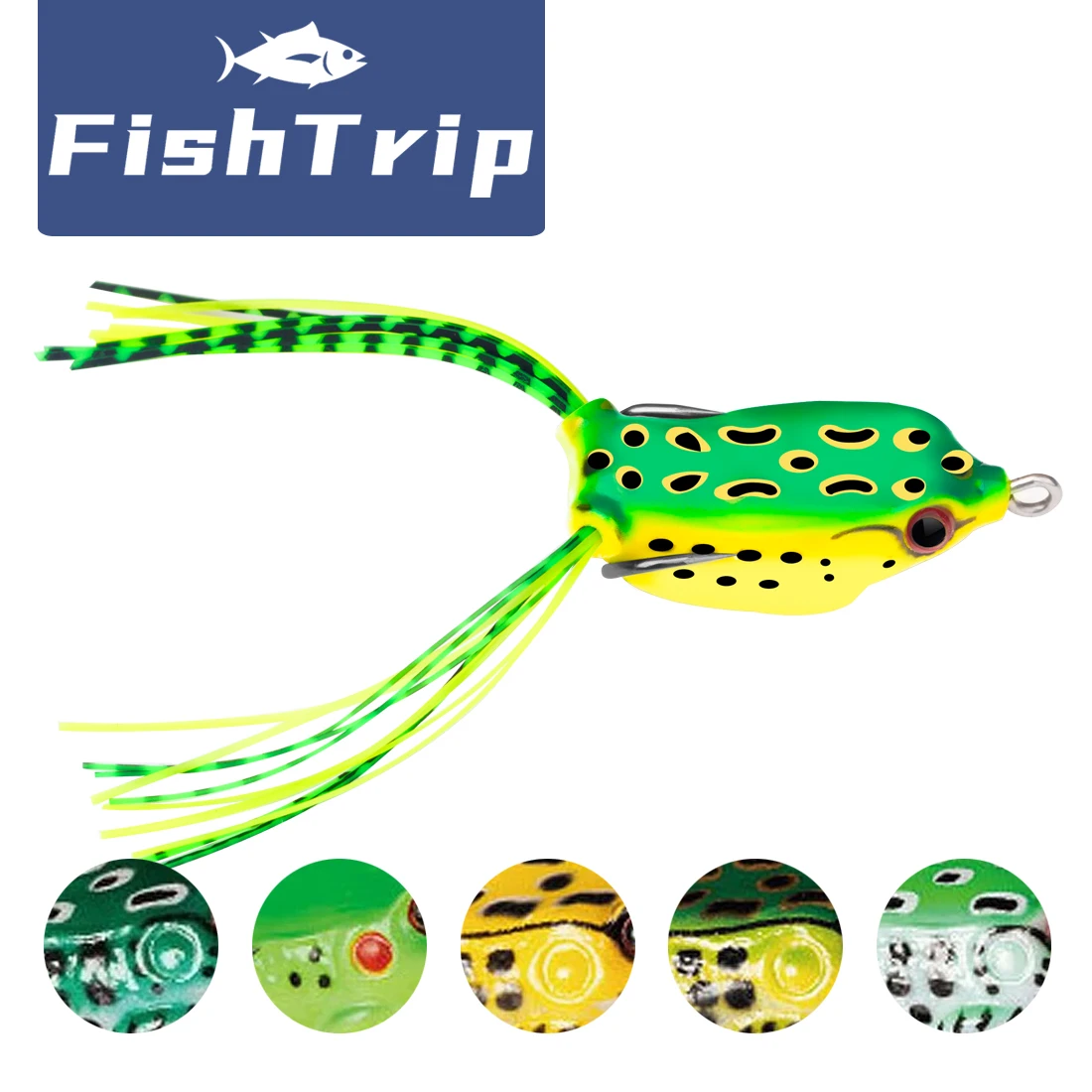 FishTrip Frog Lure Fishing Lure Topwater Hop Walker Frog Soft Plastic Bait for Pike & Bass