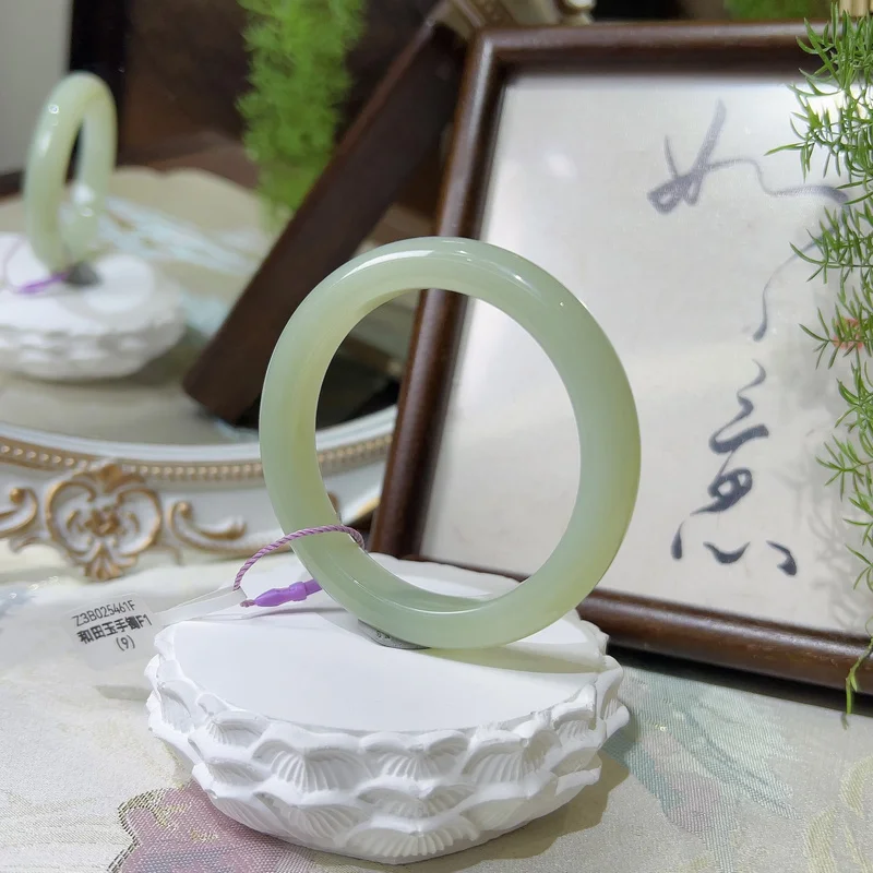 Natural Hetian Qingshui Women'S Round Bracelet, Thin Strap, New Style, Fashionable And Versatile