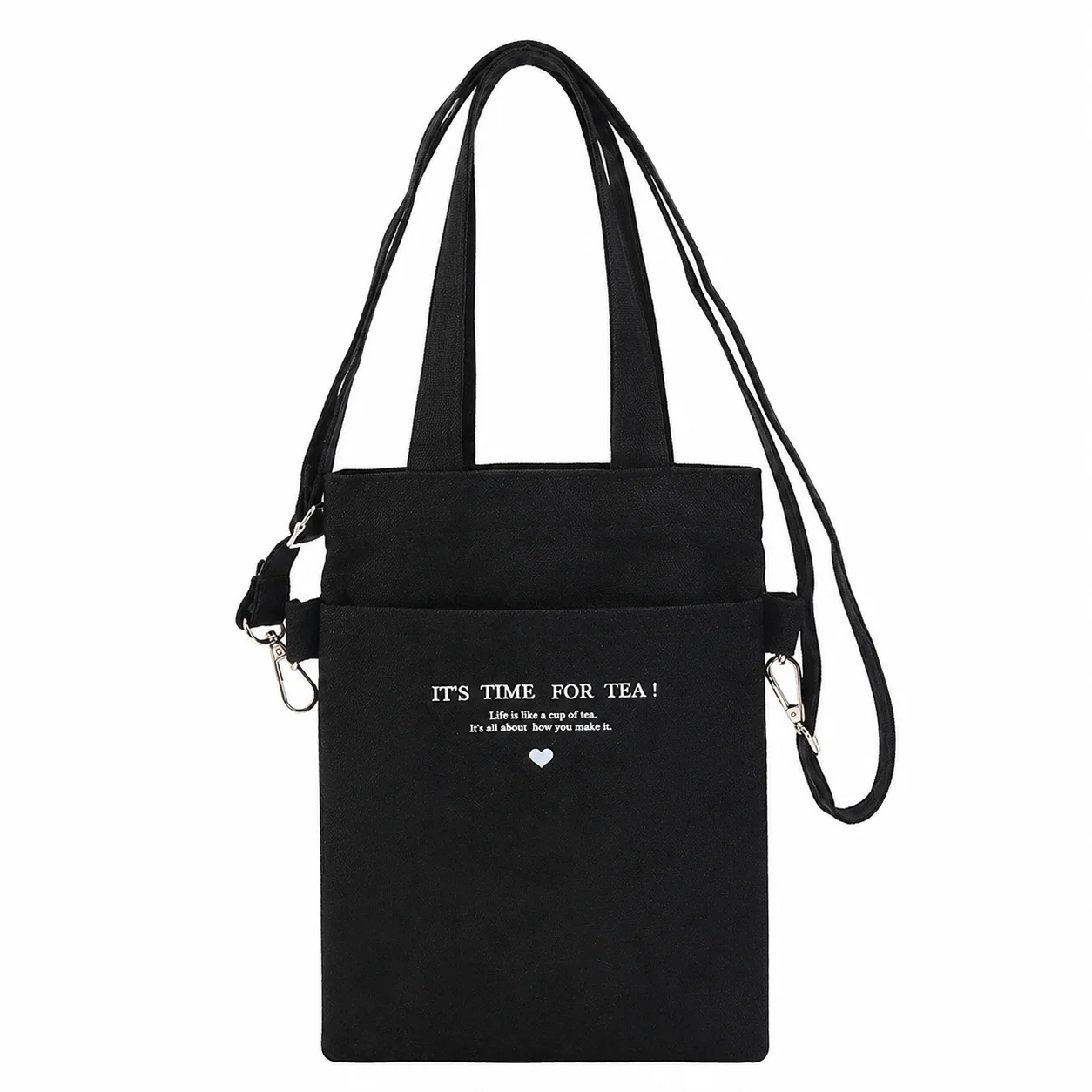 Canvas Milk Tea Cup Tote for 830ml Water Bottle Dual Opening Cup Holder Wear Resistant Drink Storage Pouch with Front Pocket for