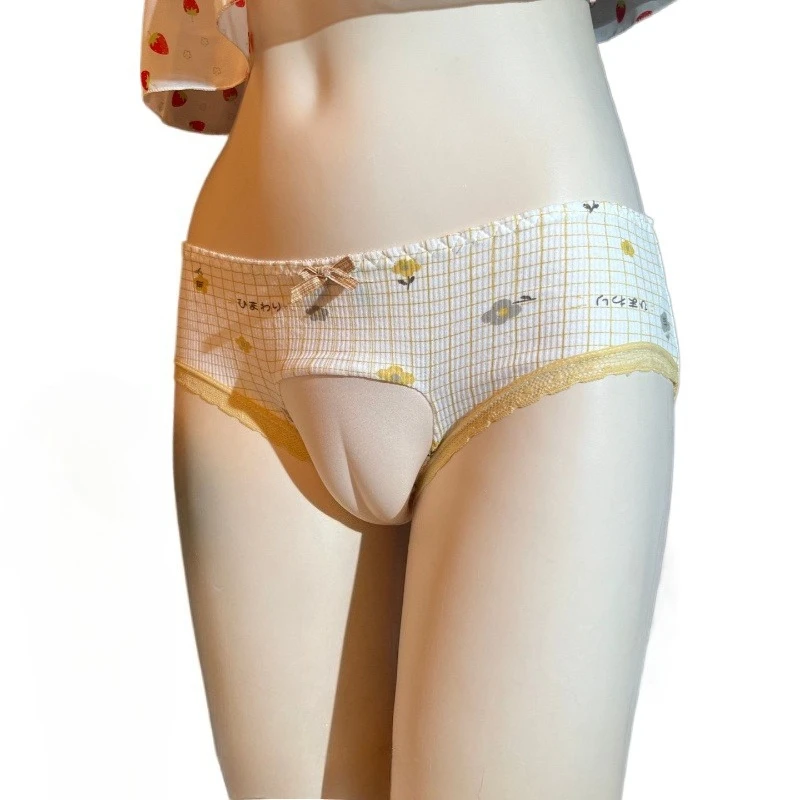 Men Camel Toe Underwear Floral Printed Tight Sexy Hiding GaffPanties Backless Briefs Sissy Lingerie Low Rise Underpants