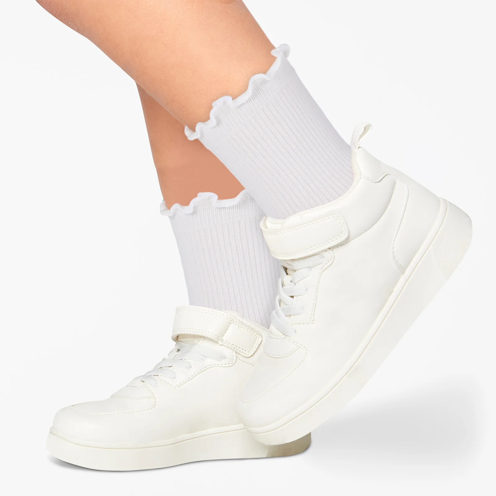 

3 Pairs Socks Women Crew White Girls Casual Fungus Heated Socks Ladies With Ruffles For Elastic