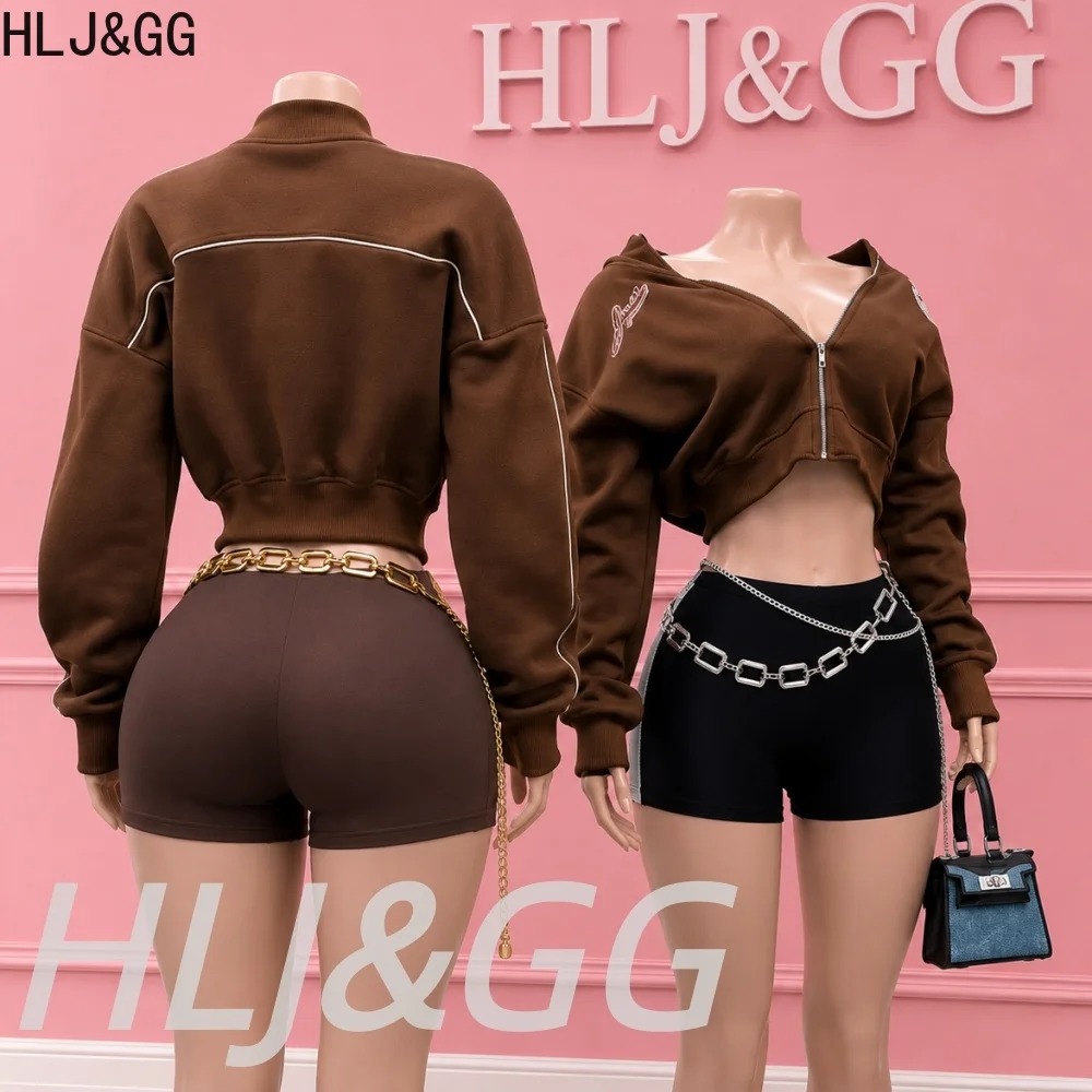 HLJ&GG Autumn Embroidery Baseball Jackets Women Zipper Long Sleeve Crop Coats Fashion Female American Retro New Tops Streetwear