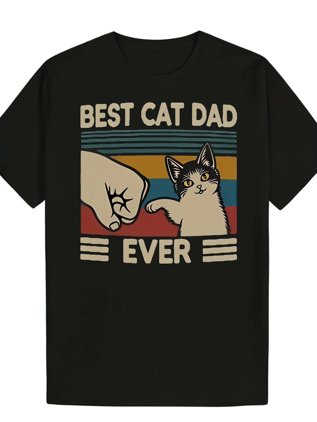 Best Cat Dad Ever Retro Print on Premium 100% Cotton Mens T Shirt Perfect for Summer Casual Streetwear and Pet Lover Outings