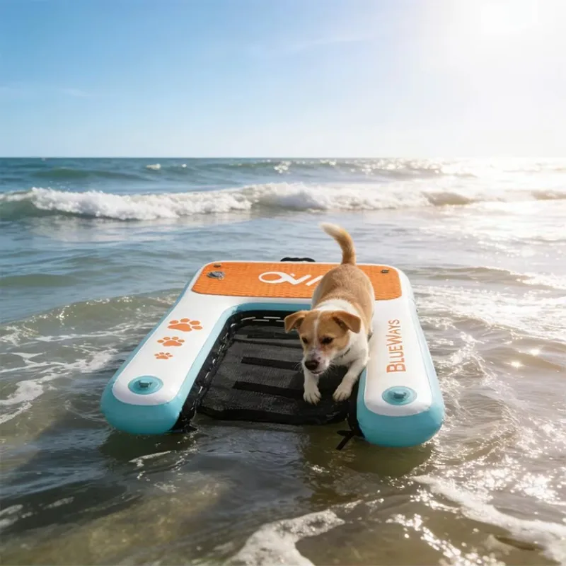 Inflatable dog boarding ramp PVC non-slip floating platform and floating board, suitable for swimming pools, lakes, docks