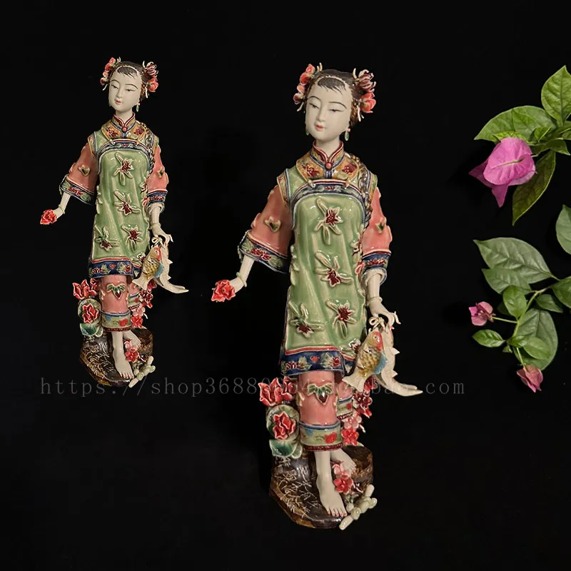 Shiwan doll home jewelry ancient ladies ceramic ornaments living room TV cabinet decoration cabinet decoration classical