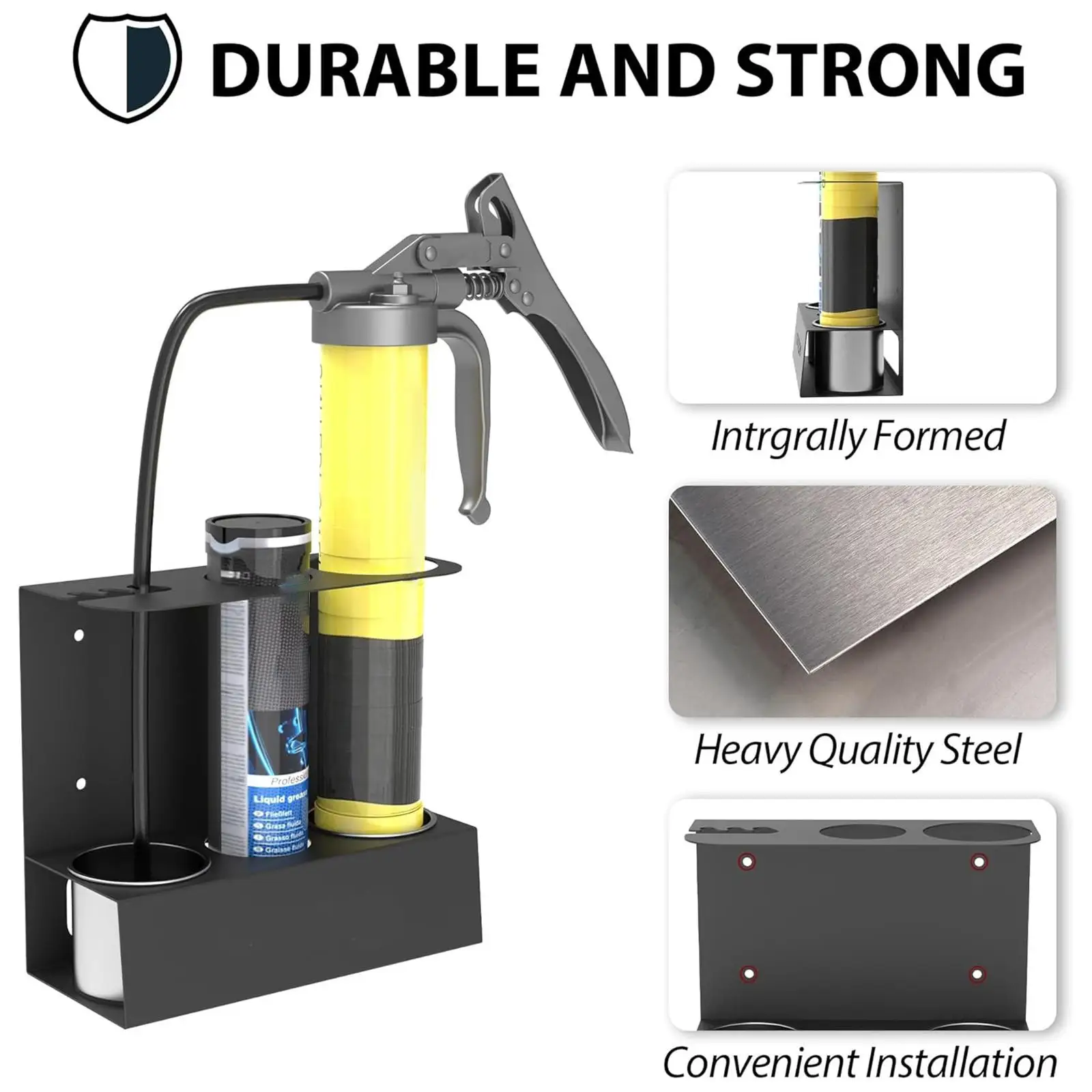 Grease Spray Holder Easy Install Iron Wall Mount Organizer with Removable Drip Cups Practical Storage Rack for Workshop Tools