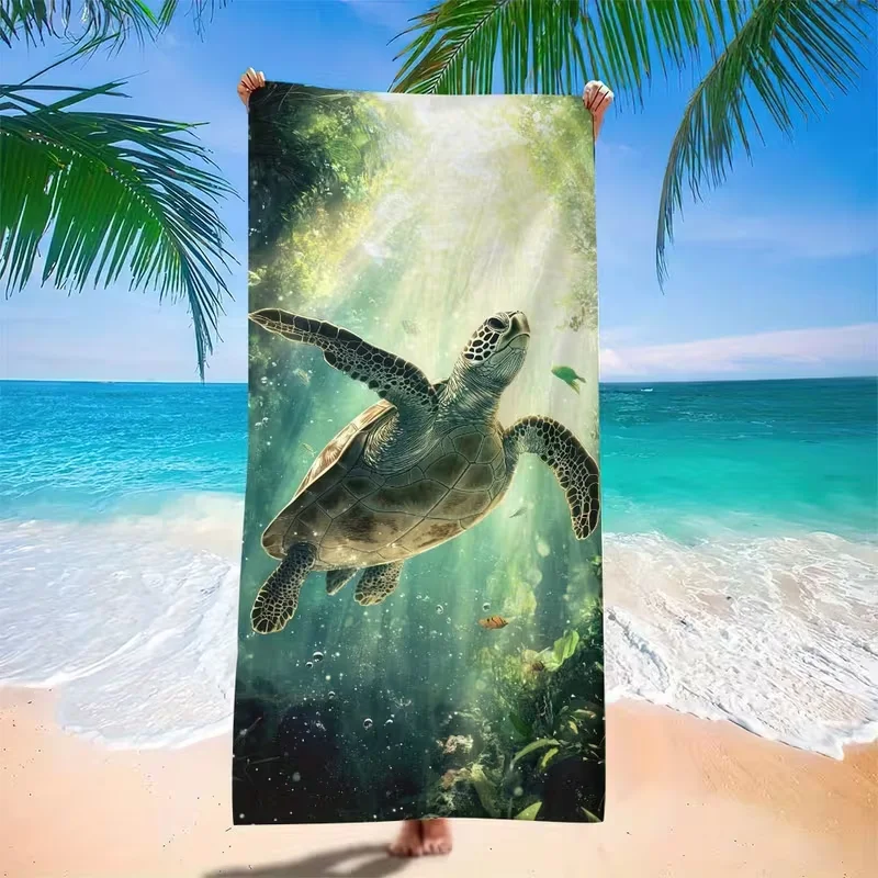 Realistic Underwater Seashell Starfish Beach Towel Ocean Wave Texture Soft Towel Beach Holiday Swimming Pool Decoration