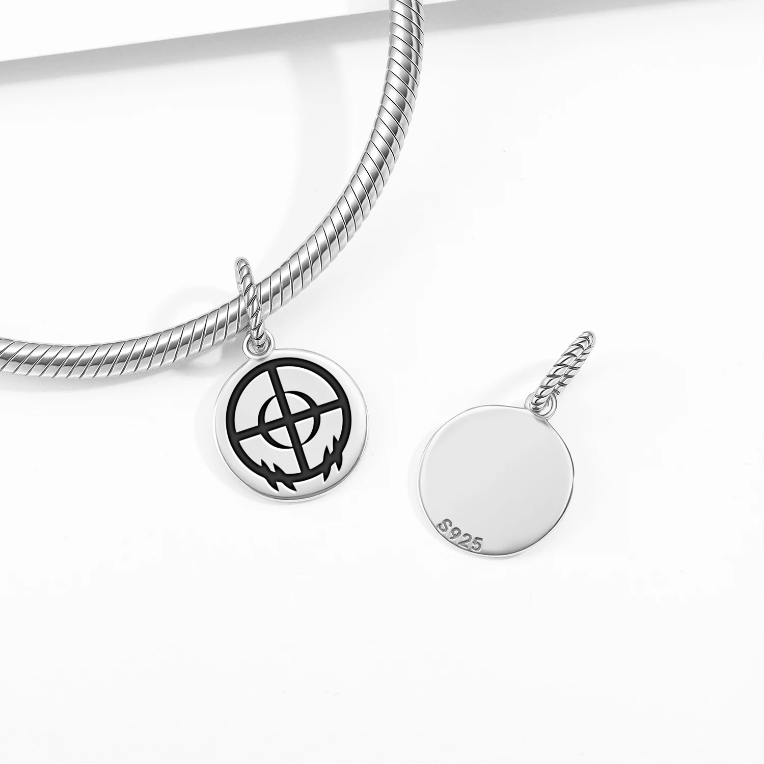 Lakota Sioux Universal Wheel–medicine shield Pendant 925 Sterling Silver Symbol Charm Bead for Women Bracelet Necklace Jewelry