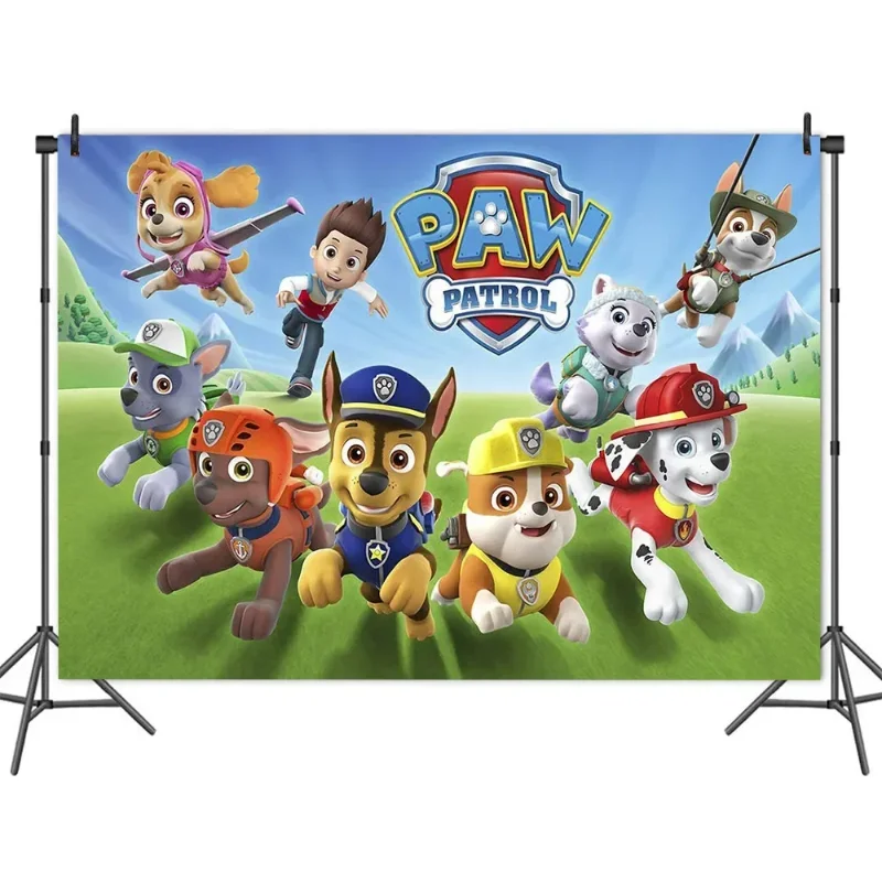 Paw Patrol Birthday Party Backdrop Anime Cartoon Patrol Canine Background Baby Shower Wall Hanging Photography Decoration Gifts