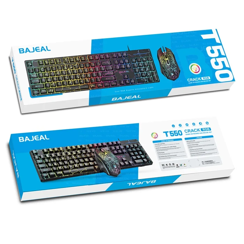 BAJEALT550 مجموعة ماوس مفاتيح سلكية بتصميم خفيف سبليت ملحقات ألعاب الكمبيوتر