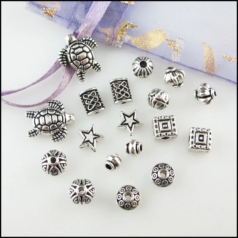 Fashion New Daisy Flower Cone Square Tiny Chinese Knot Charms Spacer Bar Beads Tibetan Silver Plated