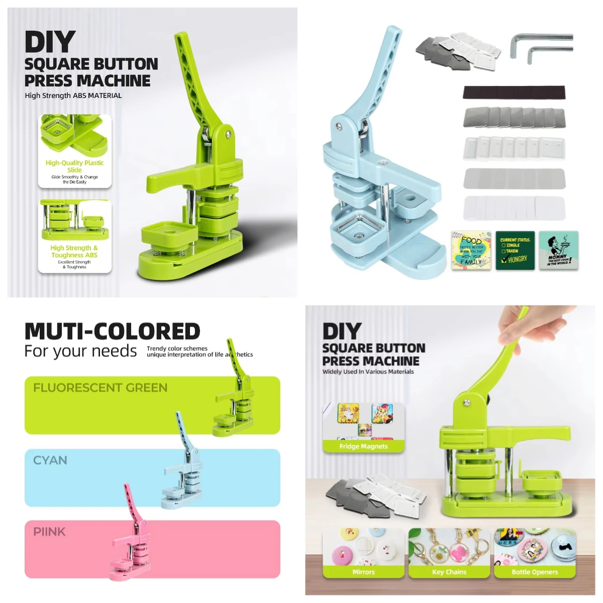 

WJW Square 50*50 Fridge Magnet Badge Maker DIY Pin Button Badge Making Machine