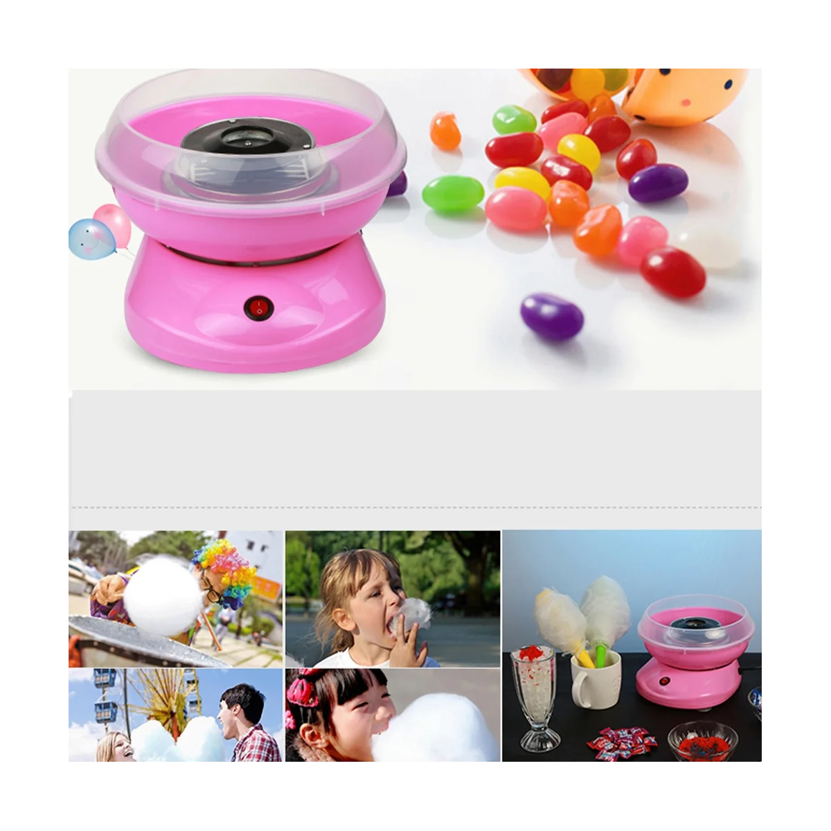 Electric DIY Sweet Cotton Candy Maker Marshmallow Machine MINI Portable Cotton Sugar Floss Machine Red EU Plug