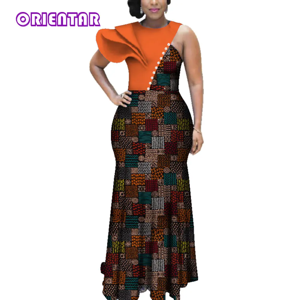 African Dresses for Women African Wax Print Bazin Riche Dashiki Dress Lady Elegant Wedding Party Long Maxi Dress WY3619 image 2