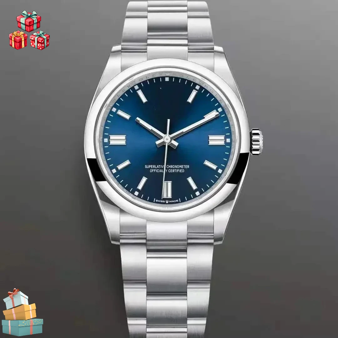 // ​ 2025年ニュージャパンNH35自動巻き腕時計、36MM/39MMサファイアクリスタル、100M防水夜光、無刻印文字盤オイスタースタイルブレスレット