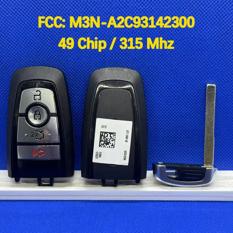 CN018066 Original 4 Button Smart Remote Key FCC JR3T-15K601-AB 49 Chip 315MHz For Ford Edge Explorer SE Fusion Mustang 2017-2020