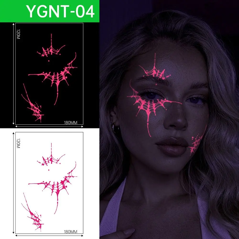 Glow in The Dark Halloween Disposable Luminous Multicolor Body Art Tattoos DIY Tricolor Waterproof Tattoos Halloween Supplies