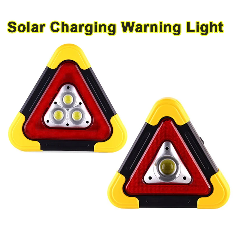 

Car Triangle Warning Light Portable Reflective Solar Charging Emergency Traffic Sign Recognition Barricade Breakdown Alarm Lamp