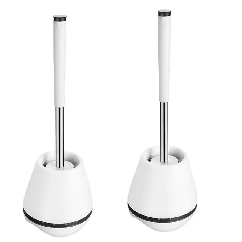 

A67P-2 Pack Toilet Brush Toilet Bowl Brush Cleaning Supplies Toilet Cleaner Brush And Holder With Silicone Bristles