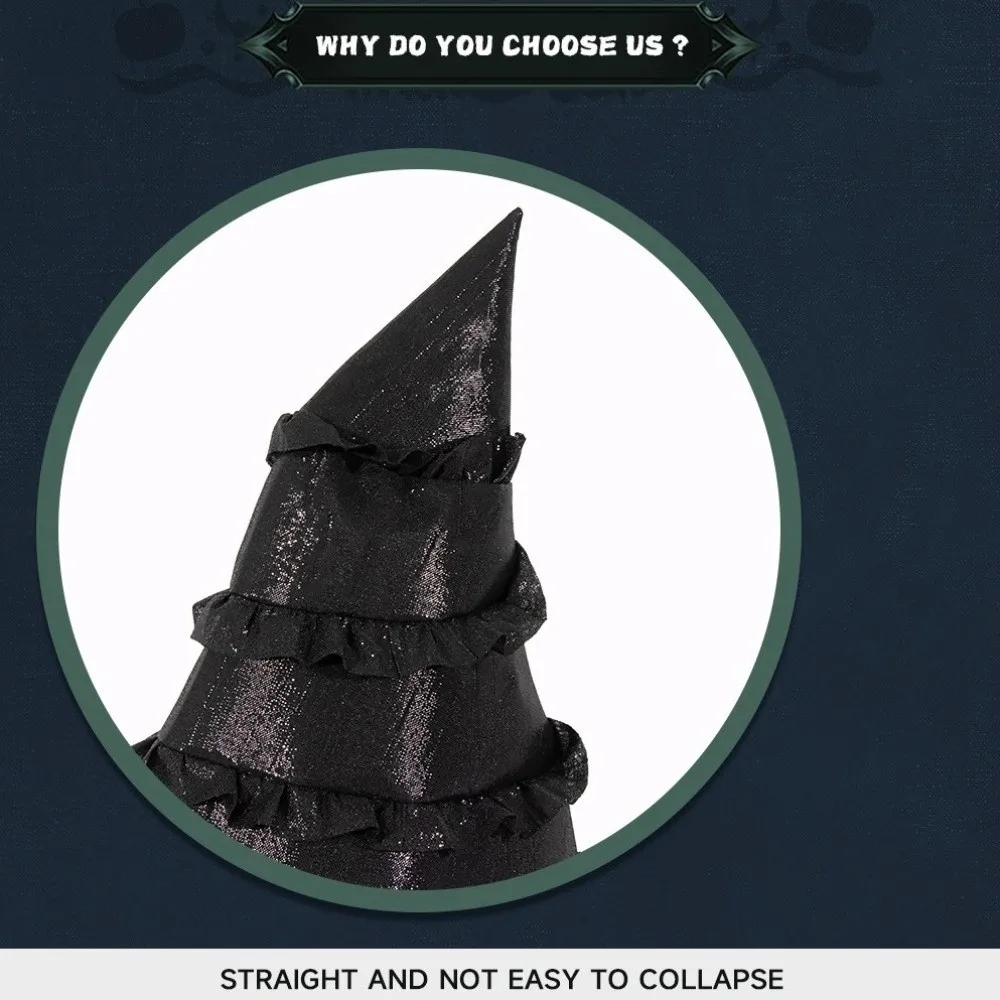 Portable Black Wizard Cap Oxford Cloth Lolitas Halloween Witch Hat Decoration Steampunks Cosplay Witch Hat Adult