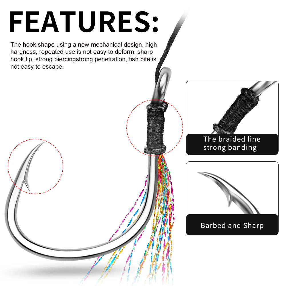 Assist hooks Proberos – Anzuelos dobles acero carbono para jigging vertical - imagen 2