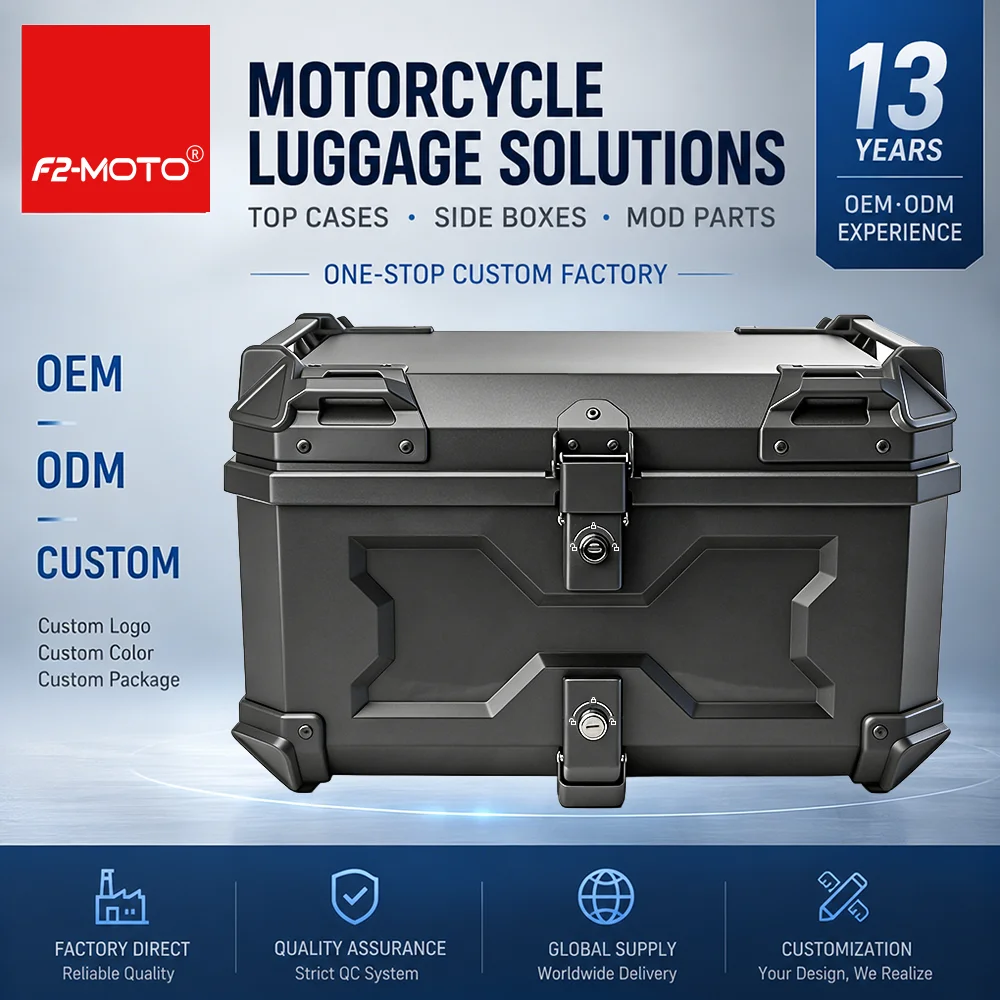 Manufacturer's 58L  ABS Fall-Resistant Top Box Waterproof Motorcycle Toolbox with X Logo Design