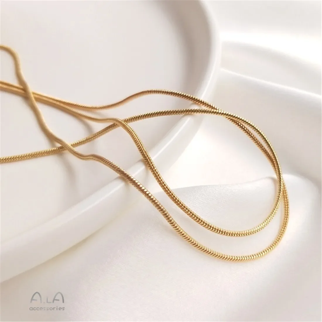 

14K Gold Color DIY Chain Accessories Real Gold Plated Loose Chain Snake Bone Chain Handmade DIY Necklace Bracelet B616