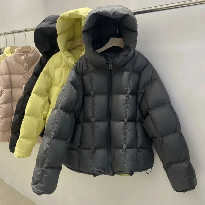 Solid Color Square Warm Down Jacket Women's Medium Long New Fashion Casual Muse White Duck Down Popular Coat High Street Trend
