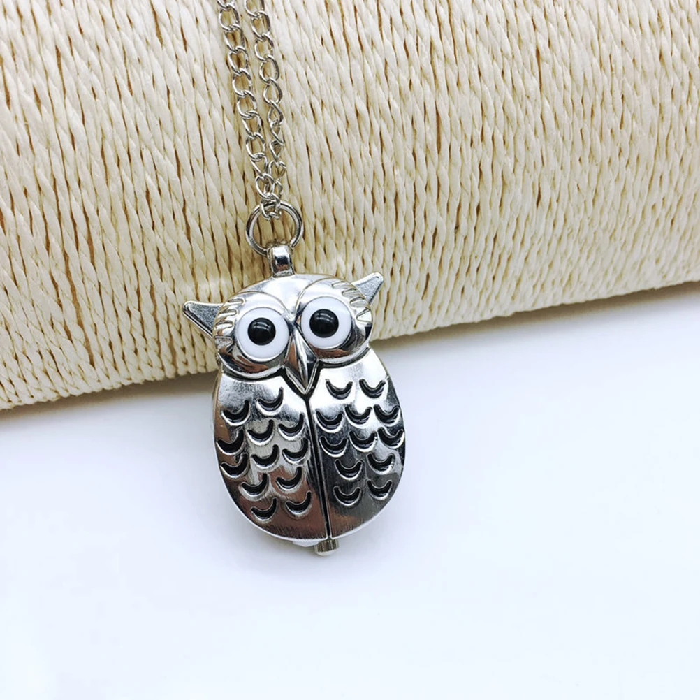 

1pc Retro Owl Pocket Watch Vintage Creative Design Durable Fashionable Gift For Family Friends Silver Decorative