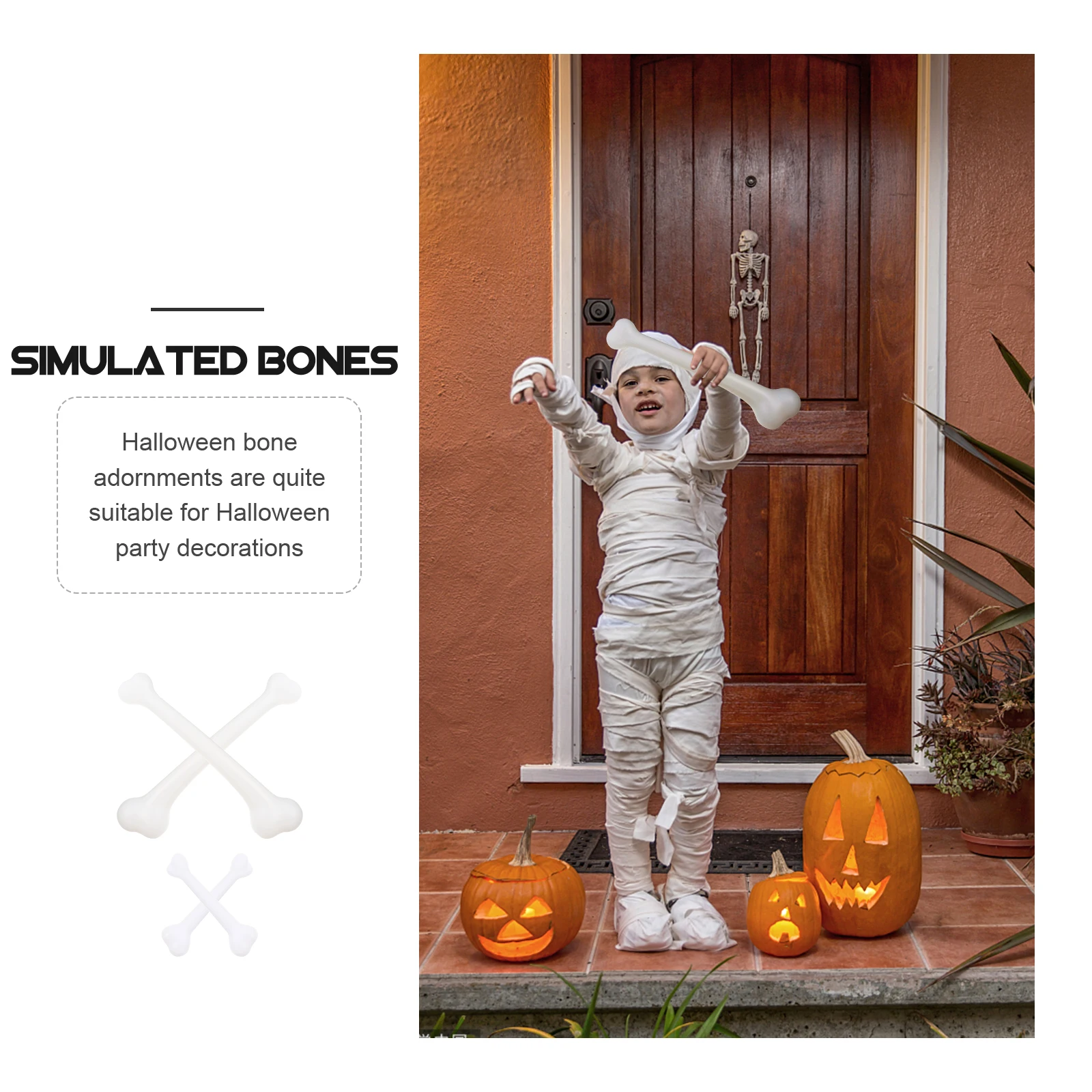 

Simulated Props Human Halloween Bones Fake Prank Friends Plastic White Little Skeletons