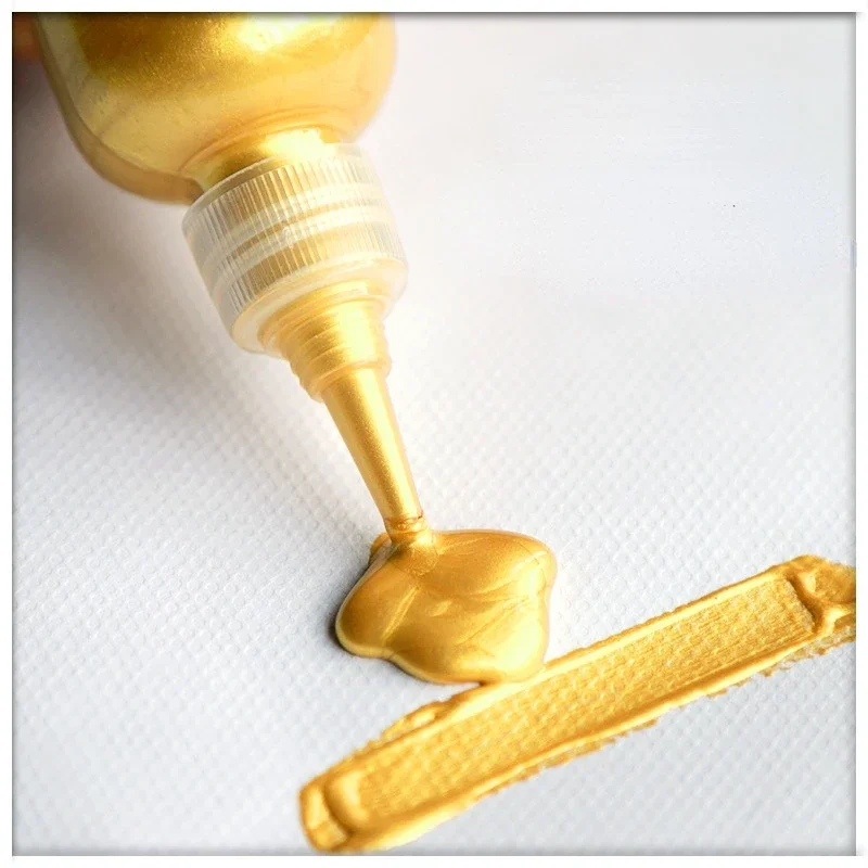 60ml Acrylic Paint Metal Gold Silver Copper Plaster Doll Drip Glue Hooking Paste Handmade DIY Paint