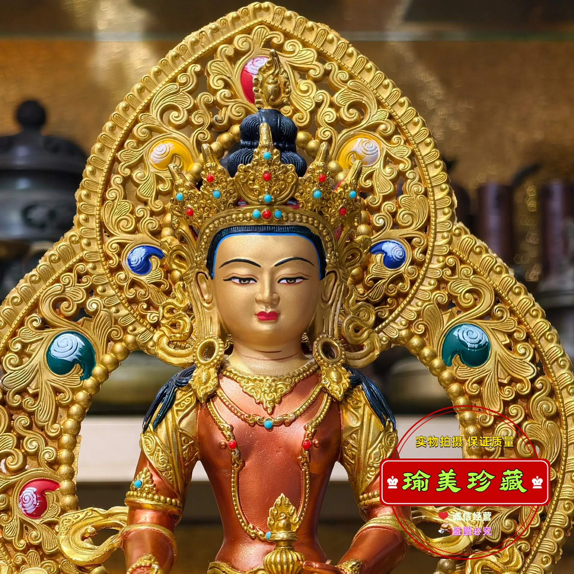 Painted Kṣitigarbha Bodhisattva Buddha statue ornament, Tibetan tradition 10-inch Buddha hall offerings, Buddhist implements, pu