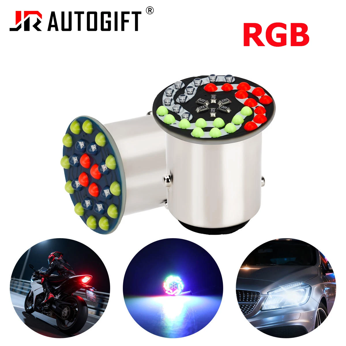 

100 шт. автомобильных светодиодных ламп RGB с 30/24 чипами, 1156/1157, 12В, для стоп-сигналов, габаритных огней, заднего хода и указателей поворота
