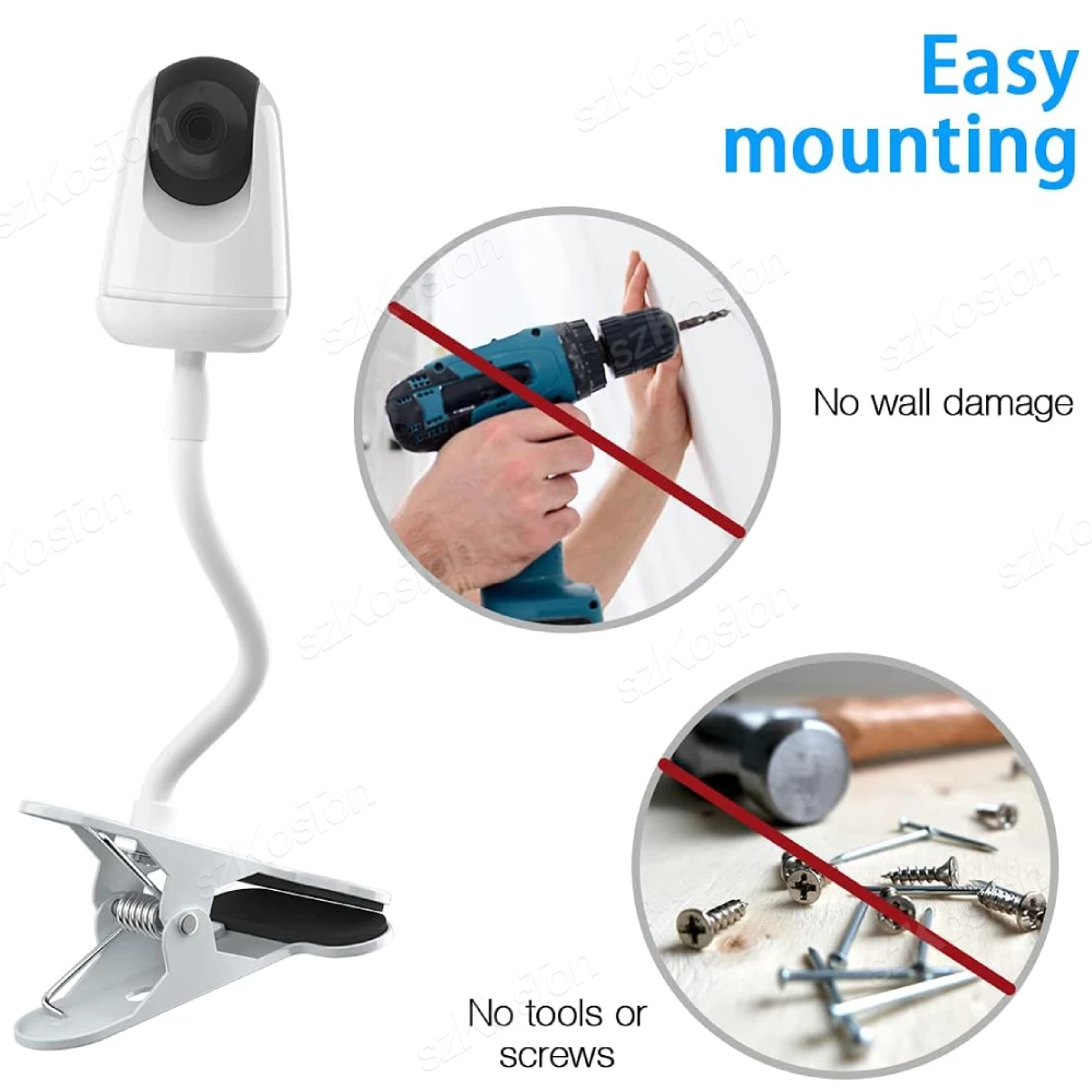 No Punching Protable Flexible Camera Clamp Mount Baby Monitor Camera Holder Stand Webcam Holder Bendable Bracket Base With Clip