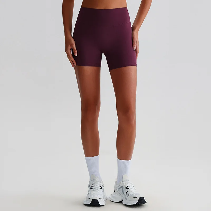 Solid Color Fitness Yoga Shorts Women High Waist Tight Leggings Soft Gym Cycling Workout Sports Shorts Polyester Spandex