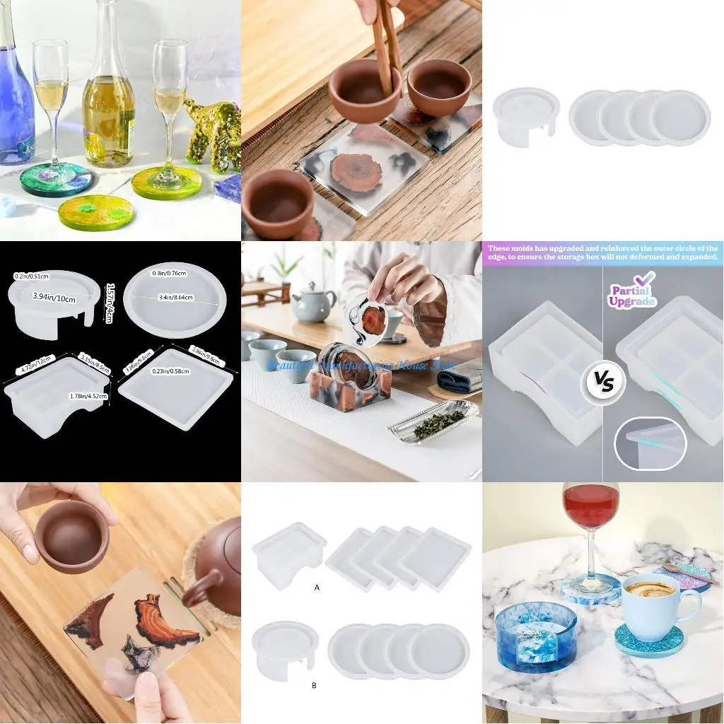 

E56A силиконовые формы для подставок, комплект форм для подставок из эпоксидной смолы, сделай сам, кристаллическая эпоксидная из